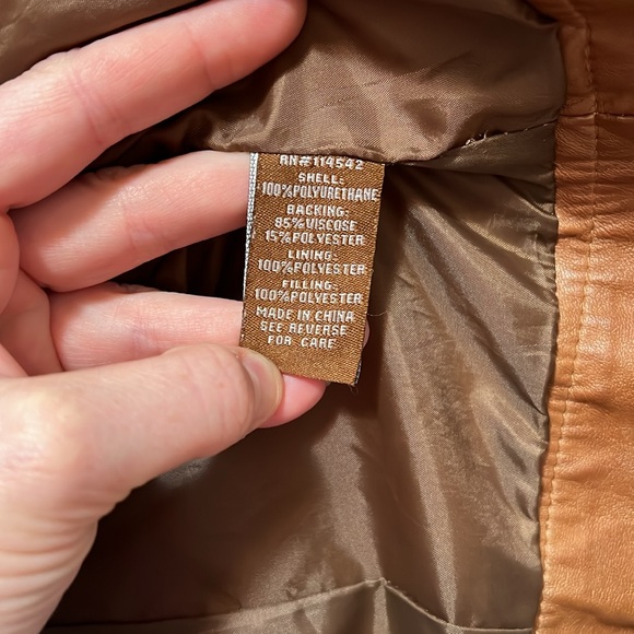 Jou Jou Vegan Leather Tobacco/Brown Light-Weight Jacket Size Large - Picture 11 of 13